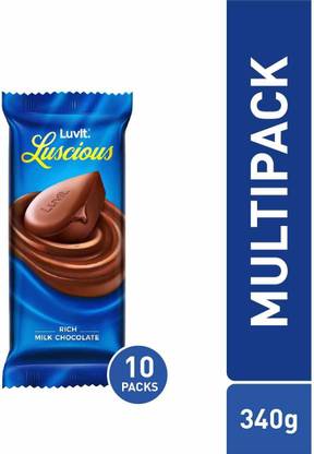 LuvIt Luscious Milk Chocolate Bar Multipack,340g - Pack of 10 Bars