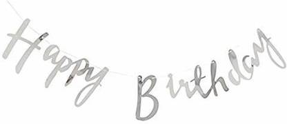GADGETSWRAP Silver Letters Happy Birthday Thread Hanging (1.5Meter)