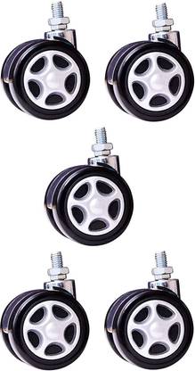 RAJCHEIF Twin caster Alloy Threaded wheel for office revolving chair base, heavy duty, super quality set of-5 wheels Appliance Furniture Caster