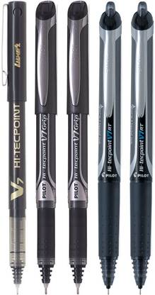 PILOT V7/V7 Grip/V7 RT (Black - Set of 5) Roller Ball Pen