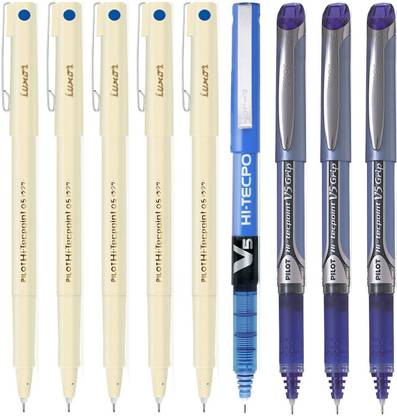 PILOT 05/V5/V5 Grip (Blue - Set of 9) Roller Ball Pen