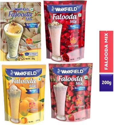 WeiKFiELD Falooda Kisar Pista, Rose, Strawberry & Mango Flavour Powder - 200gms 800 g