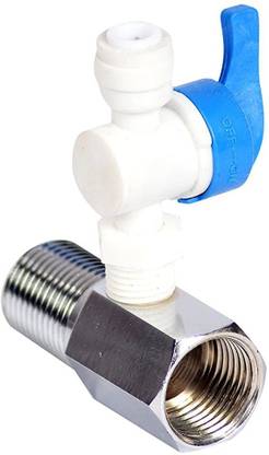 AQUALIQUID RO 1/2” Brass Nipple RO Water Purifier Inlet Ball Valve Coupling Set Diverter Gate Valve On/Off Tee Cock Twin Elbow Faucet for Connection of RO UV UF Mineral Water Purifiers Filters with Raw Water Tap Hose Connector( Pack Of 1) Hose Connector