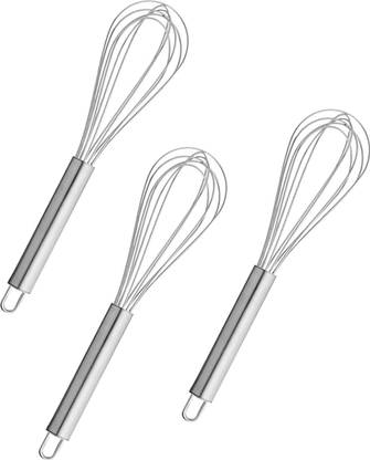 JISUN (Pack of 3) Egg Whisk / Egg Beater (Size-20cm) Stainless Steel Balloon Whisk
