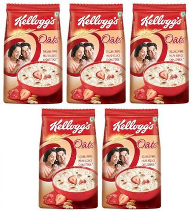 Kellogg's Oats, Rolled Oats, High in Protein & Fibre 1kg (pack of 5) Pouch