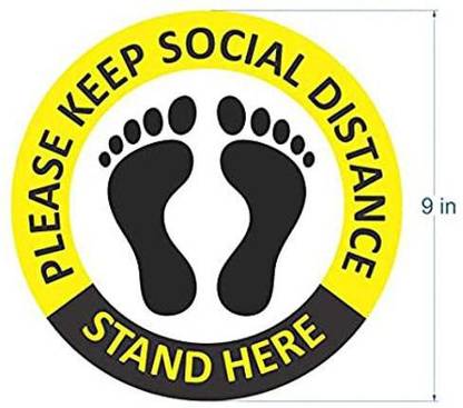 GTR PLEASE KEEP SOCIAL DISTANCE-STAND HERE, KEEP DISTANCE, SOCIAL DISTANCE IN PLACE HERE, THANK YOU FOR PRACTICING, MAINTAIN 6FT, PLEASE KEEP 2M APART Emergency Sign
