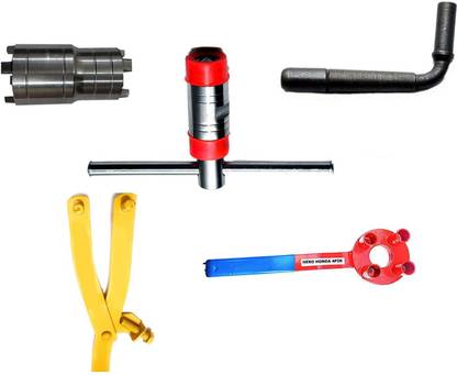 gizmo 5 Pieces Repairing Tool Set Hero Honda & CD100 Motorbike Made on CNC Machine -Magnet/Flywheel Puller, Clutch Nut Spanner,Timing Grary Set, 4Pin Clutch Holder, Magnet holder Lever Tool