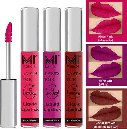 MI FASHION Matte Liquid Lipstick Combo Set Made in India Long Lasting Cruelty Free Code no 1392