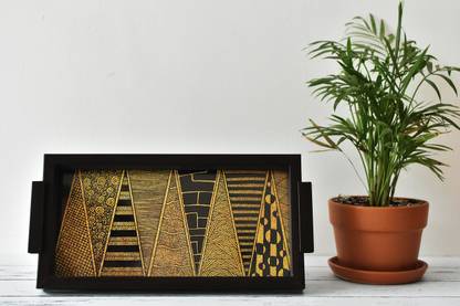 Chaos Doodles Triangle Mosaic Pattern Handcrafted Tray