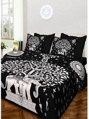 LMK FASHION Cotton Double Flat 600 TC Printed Bedsheet
