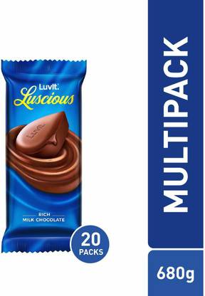 LuvIt Luscious Milk Chocolates Multipack, 680g - Pack of 20 Bars