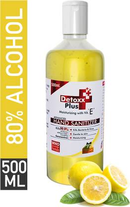 Detoxx Plus a pharmaceutical product | 80% Ethyl Alcohol Based - (Lemon) Hand Sanitizer Bottle