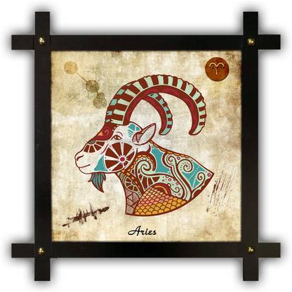 Poster N Frames Cross Wooden Frame Hand-Crafted with photo of Astrological Star sign Aries p-46 Digital Reprint 16.5 inch x 16.5 inch Painting