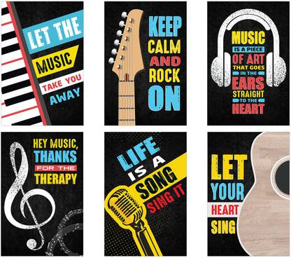 Music Posters for Room - Set of 6 – Best music posters – Vintage Music Poster – Music Band Posters for Wall - Music Artist Posters (18 inches X 12 Inches) Paper Print