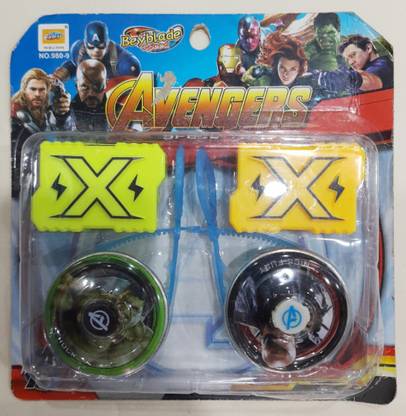 TOY JUNCTION BEYBLADE AVENGERS, 2PC SET , SPEED TOP, HULK, NICK FURY ,