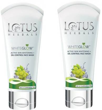 LOTUS Whiteglow Active Skin Whitening + Oil Control  Pack of 2 Face Wash
