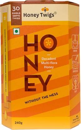 HONEY TWIGS 100% Pure Natural Multifloral Honey, Pack of 30 Single Serve Twigs