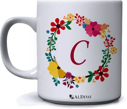alDivo Printed Alphabet Letter C Ceramic Coffee Mug