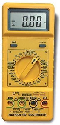 Metravi 450 Digital LCR Multimeter ~ 3-3/4 Digits, LCD, Max Hold, AC/DC Voltage, AC/DC Current, Resistance, Capacitance, Frequency, Inductance, Temperature, Logic, Diode & Continuity Test Digital Multimeter