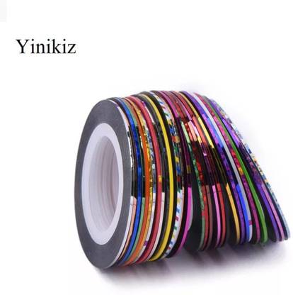 Yinikiz 30 Pcs Stripping Roll Tape French Manicure Nail Art Tips Plastic Sticker for Pretty Nail Decoration