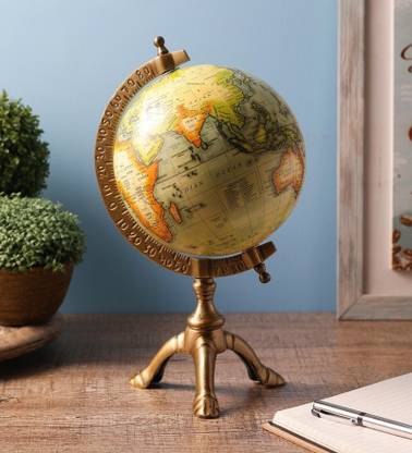 Flipkart Perfect Homes Metallic Metal Colored Globe with Tripod Stand Showpiece Decorative Showpiece  -  33 cm