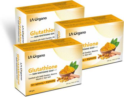 LA Organo Glutathione Haldi Chandan Skin Lightening & Brightening Soap for All Skin Type