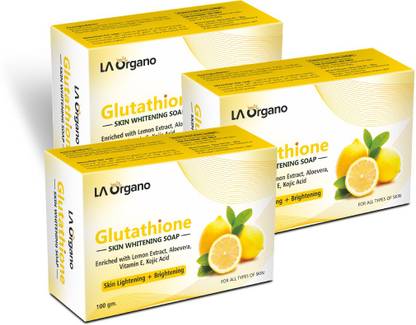 LA Organo Glutathione Lemon Skin Lightening & Brightening Soap For All Skin Type-Pack of 3