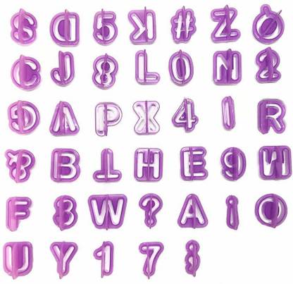 MAFAHH 40 Pcs Alphanumeric Plastic Fondant Cake Embosser Cutter Mold Set Bento Lunch Box Accessories for Kids | Decorative Tools for Birthday Cake Cookie Fruit Vegetables Cookie Cutter