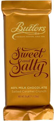 Butlers 40% Milk Salted Caramel Crunch, Imported Chocolates, Ideal for Gifting, Birthday Gift, Dark Chocolate, Caramel Crunch, Chocolate Collection Bars