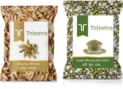 Trinetra Best Quality Amchur Sabut 100GM & Green Moong Dal (Split) 500GM Combo