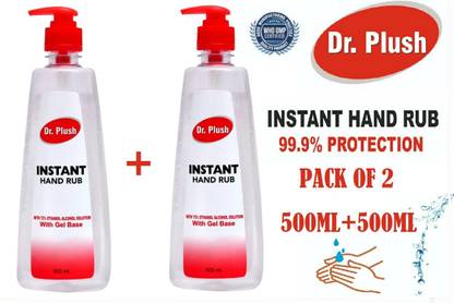 DR PLUSH 72% ALCOHOL BASED 500ML HAND SANITIZER WITH GEL BASE (NO WATER REQUIRED) Hand Rub Pump Dispenser