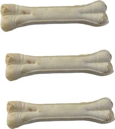 Puppy buddy Br&on 8 Inch 3 Pcs White Digestible Rawhide Bone For Dog Dog & Cat Chew