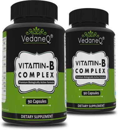 VedaneQ B Complex Vitamins All B Vitamins B12, B1, B2, B3, B5, B6, B7, B9, 180 Capsules