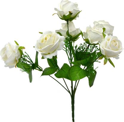 DecoreBugs White Rose Artificial Flower