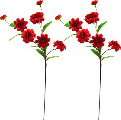 decormasters Artificial Flower Stick Camellia Japonica Red Camellia Rose Artificial Flower