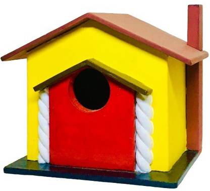 OrchidWala Wooden Bird House with Chimney Style Bird House