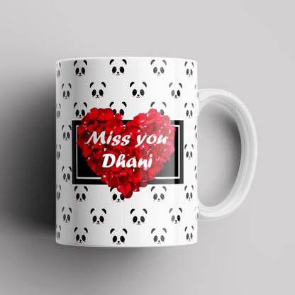 Beautum MISS YOU Dhani Name Printed Best Gift White Creamic. Gift for girlfriend, Gift for boyfriend, Gift for best friend Model No:EBMSU004727 Ceramic Coffee Mug