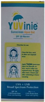 YUVinie Sunscreen - SPF 50 PA+++ Sunscreen Aqua Gel SPF 30+++