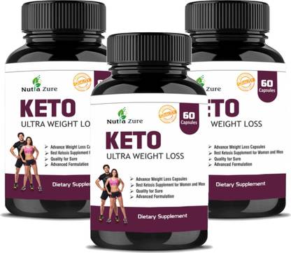 nutrazure KETO Capsules Advanced Weight Loss (180 Tablets - Pack of 3)
