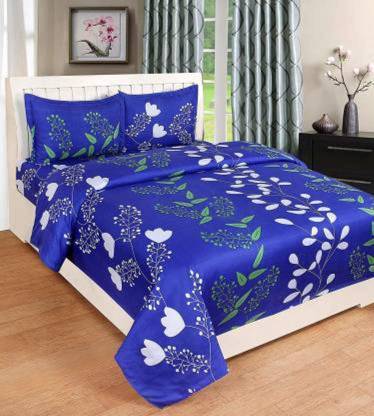 Makhija 210 TC Polycotton Double 3D Printed Flat Bedsheet