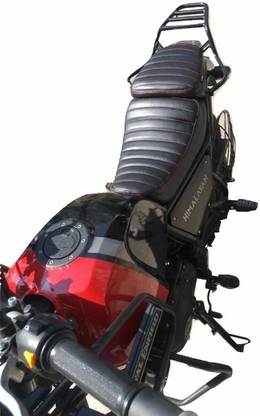 Sahara Seats Retro Look Cushion Seat Cover(Black with Red Stitching) Split Bike Seat Cover For Royal Enfield NA