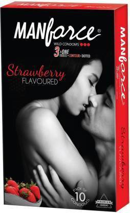 MANFORCE STRAWBERRY FLAVOURED 3 IN 1 10'S PACK OF 1 Condom
