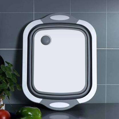 Tankit Collapsible Multipurpose Chopping Board and Colander (Pack of 1), Storage Basket, Foldable Cutting Board, Draining Basket Plastic Cutting Board