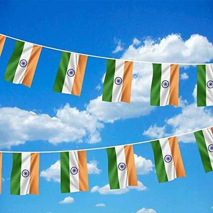 Shatchi INDIAN FLAG BUNTING Rectangle Outdoor Flag