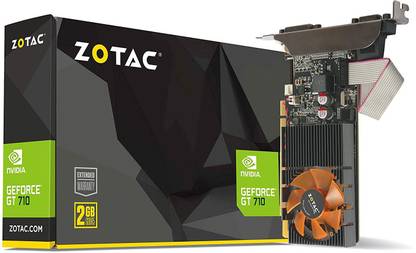 ZOTAC GeForce GT 710 2GB DDR3 FanSink Graphics Card with GeForce Experience DDR3 2 GB NVIDIA Chipset 64 bit 612 MHz Graphics Card