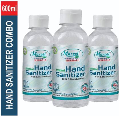 MARVEL HERBAL INTARNATIONAL  Bottal 600Ml Combo Pack-3 Hand Sanitizer Bottle