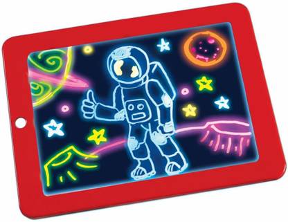 Surat Dream Magic Sketch Drawing Pad Light Up LED Glow Board Draw, Sketch Create Doodle Art, Write, Learning Tablet Includes 3 Dual Side Markers, 30 Stencils and 8 Colorful Effects for Kids