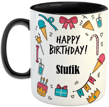 Furnish Fantasy Best Gift for Birthday, Color - Black, Name - Stutik Ceramic Coffee Mug