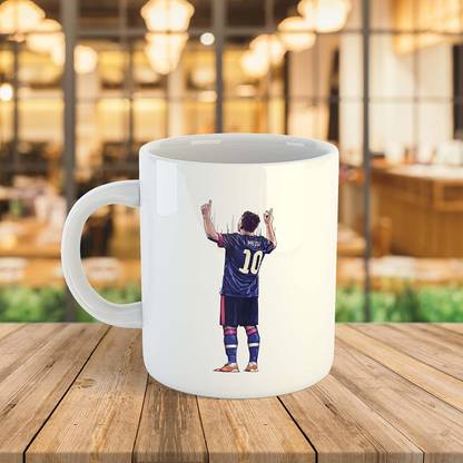 Mitti Football Player Lionel Messi in World Pinted Coffee for Football Player Ceramic, Bone China Coffee Mug