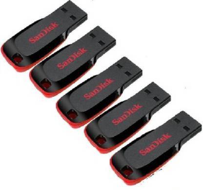 SanDisk 16gb Cruzer Blade Pen Drive Combo Pack Of 5 16 GB Pen Drive Compatible with Laptop, Mobile, Gaming Console, Desktop Computer USB 2.0 Plastic Case